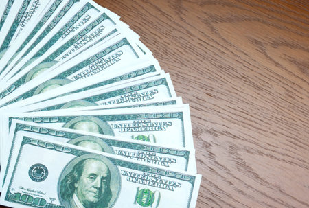 a dollar bills on the table background