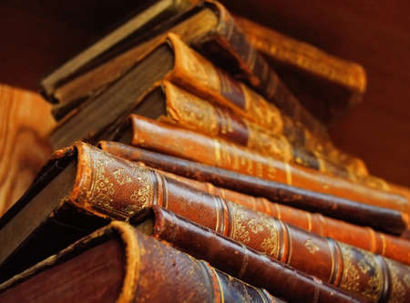 Stack of books with blurred backgroundの写真素材