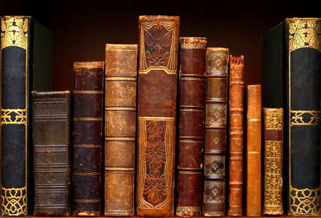 Old books in the library. Ladder of knowledgeの写真素材