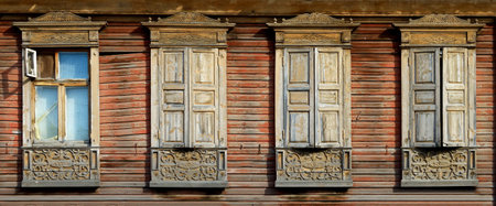 Heritage architecture. A Wooden platbands on the estates 4の写真素材