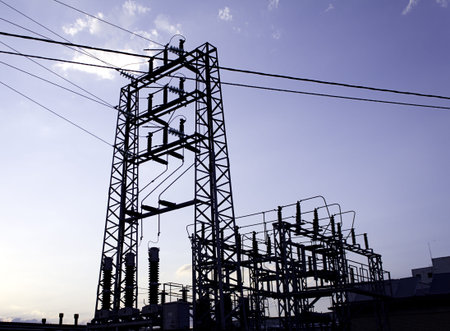 Power plant in an industrial, backlight
