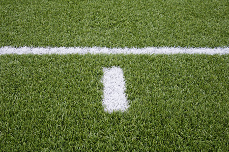 Signal in football painted on artificial turf, sports and hobby field