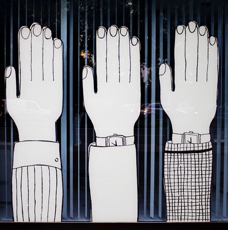 Hands of decoration on glass building, designの写真素材
