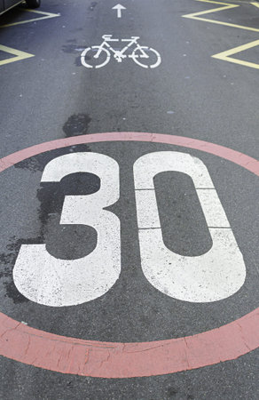 Sign in road speed limit, transport