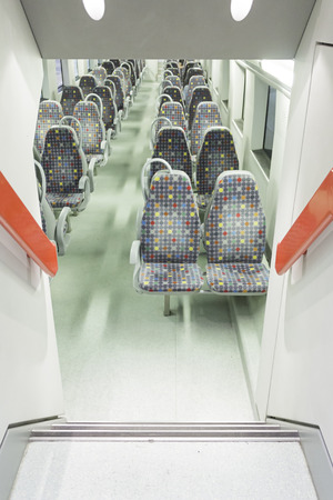 Interior of train seats, vehicle transportation, travelのeditorial素材