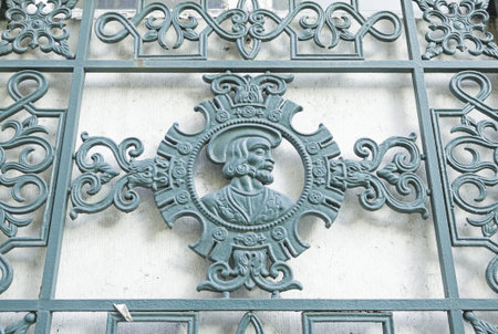 Symbol old gate in urban street cosntruccionの写真素材