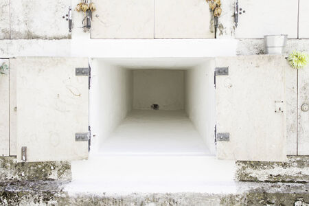 Empty marble Coffin in the cemetery, religionの写真素材