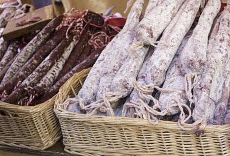 Shop sausage meat for sale, tradeの写真素材