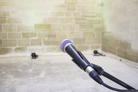 Spotlights and microphone urban concert celebrationの写真素材