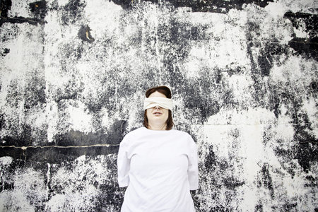 Girl kidnapped blindfolded, violenceの写真素材