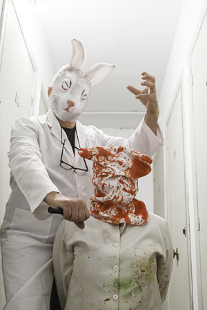 Murderers attacking inside the house, halloweenの写真素材