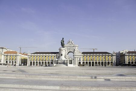 Portuguese famous Plaza in Lisbon, vacationの写真素材