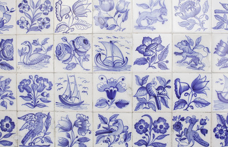 Lisbon tile colors in urban facade decoration