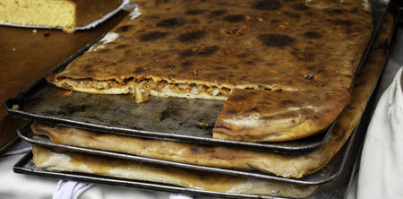 Galician pie of tuna and egg, artisan cuisine