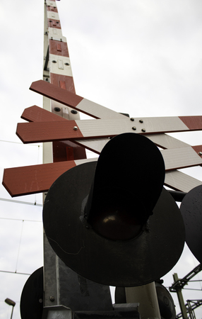 Semaphore and security barrier in train, vehicle and transport stationの写真素材