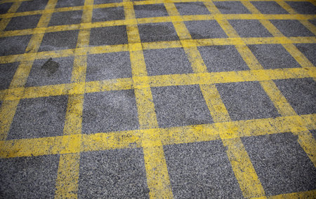 Yellow braking lines on the road, travel and transportation