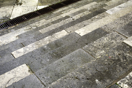 Stone stairs in urban street, construction and architecture