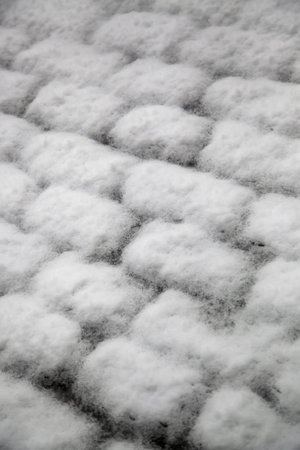 Snow on urban city street, christmas and winter, textureの写真素材