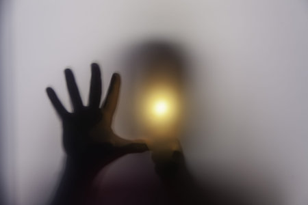 Detail of woman in hidden danger asking for help