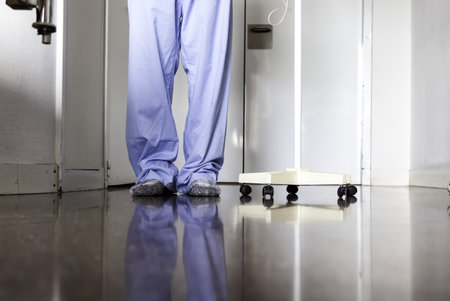 Patient in hospital room, emergency and health, lonelinessの写真素材