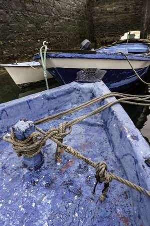 Fishing boat in sea port, transport and industryの写真素材