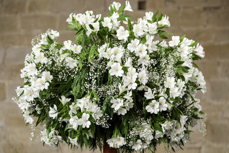 Detail of decoration with colored flowersの写真素材