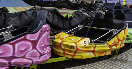 Detail of seats of a fair, fun and party attractionの写真素材