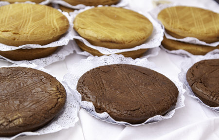 Detail of typical spanish traditional cake, sweet food, dessertの素材 [FY310195538557]