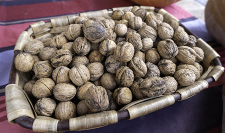 Detail of nuts in a market in the city, healthy food, dietの写真素材