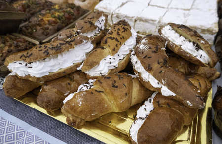 Detail of traditional sugary dessert, fatty and unhealthy food