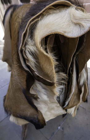 Animal skin detail, artisan tanning