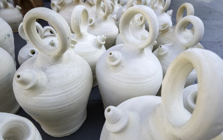 Detail of clay containers to transport liquidsの写真素材