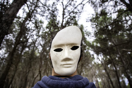 Detail of terrifying costume on Halloween night, scary scares