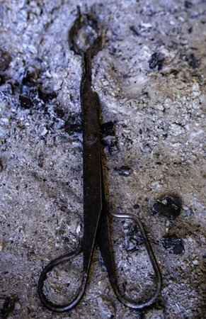 Detail of old tools for forging ironの写真素材