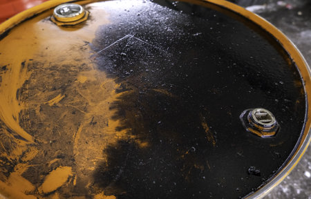 Detail of dirty and used oil, pollution and destruction of the environmentの写真素材