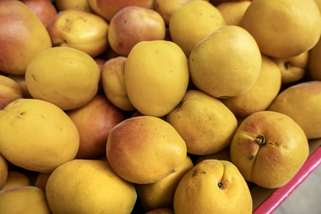 Detail of fresh fruit in a market, healthy food, veganの写真素材