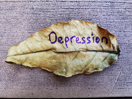 Depression written on leaf
