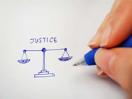 Justice concept using justice scaleの写真素材