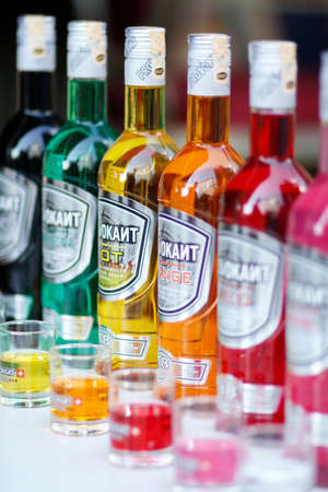 colorfull vodka bottlesのeditorial素材