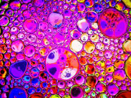 pink abstract bubbles macro on the waterの写真素材