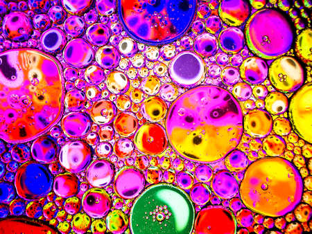 pink abstract bubbles macro on the waterの写真素材