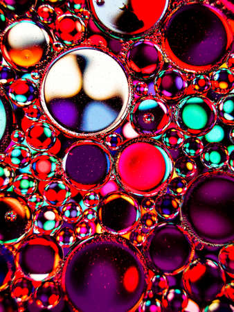 pink abstract bubbles macro on the waterの写真素材
