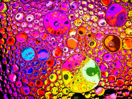 pink abstract bubbles macro on the waterの写真素材