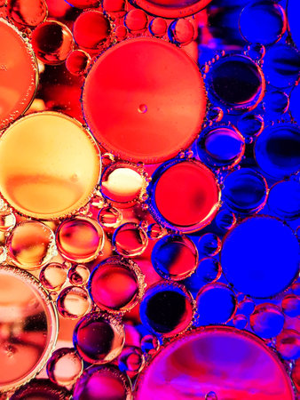 red blue bubbles macro abstract texturesの写真素材