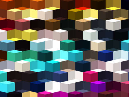 isometric minimal abstract cubes and squares colorful backgrounds textures patternsの写真素材