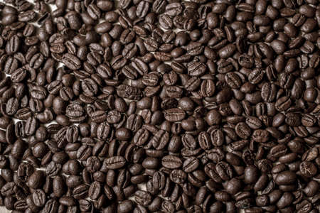 roasted coffee beans texture macro full screen backgroundの写真素材