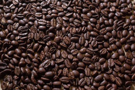 roasted coffee beans texture macro full screen backgroundの写真素材