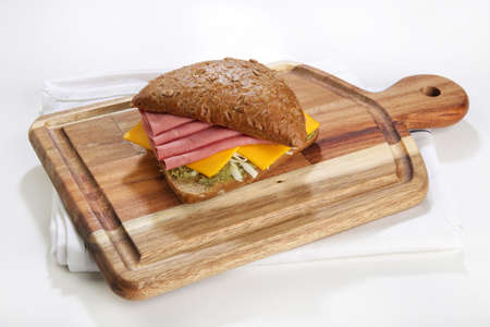 rye bread smoked meat chicken sandwich with cheeseの写真素材