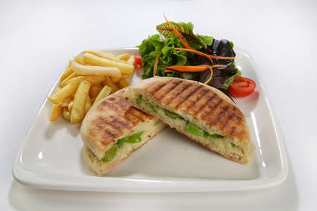 flat bread baked on a griddle toast turkish style street food cuisine with side dishesの写真素材