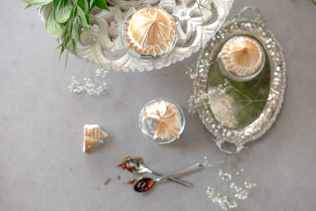 white cake on side and top view